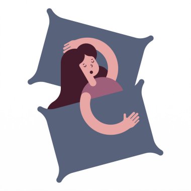 Uyuyan bir kadın karakter çizimi ile uluslararası uyku günü