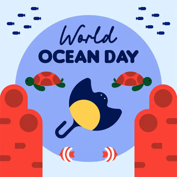 World Ocean Day Background Flat World Oceans Day Instagram Posts — Stock Photo, Image