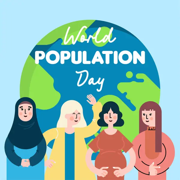 Sfondo Giornata Mondiale Della Popolazione Illustrazione Consapevolezza Della Giornata Mondiale Immagine Stock
