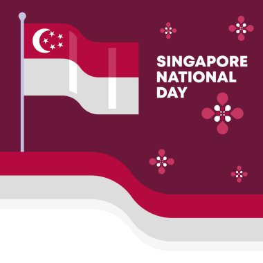 Singapur ulusal bayrak arka planı. Düz Singapur Ulusal Gün illüstrasyonu