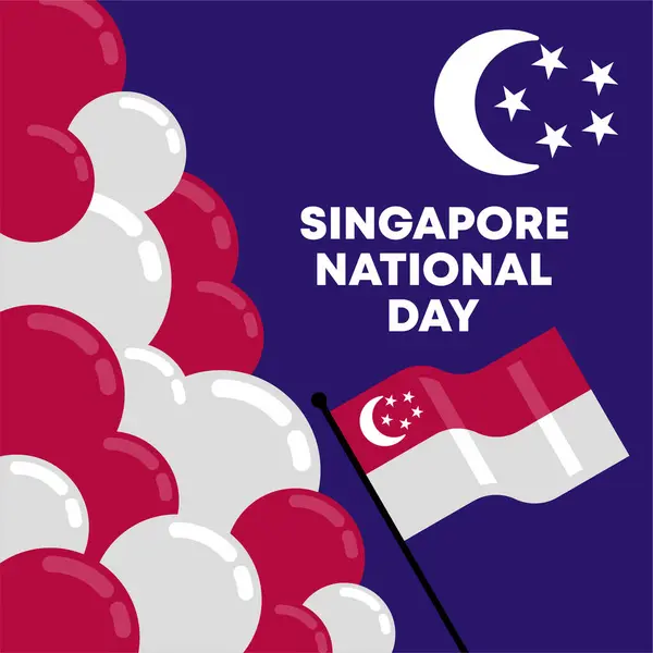 Singapore Giorno Nazionale Banner Sfondo Appartamento Singapore Giorno Nazionale Illustrazione Immagini Stock Royalty Free