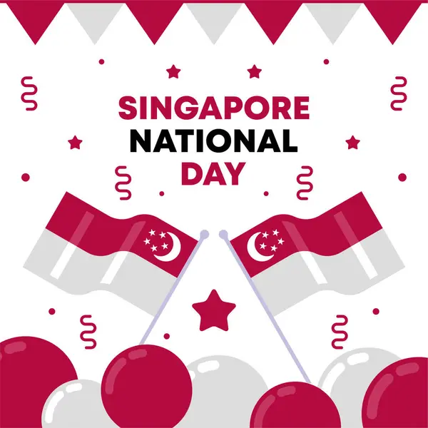 Singapore Giorno Nazionale Banner Sfondo Appartamento Singapore Giorno Nazionale Illustrazione Foto Stock Royalty Free