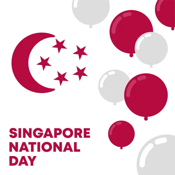 Singapore Giorno Nazionale Banner Sfondo Appartamento Singapore Giorno Nazionale Illustrazione Immagine Stock