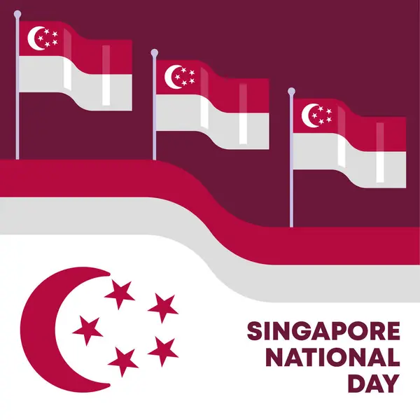 Singapore Giorno Nazionale Banner Sfondo Appartamento Singapore Giorno Nazionale Illustrazione Immagini Stock Royalty Free