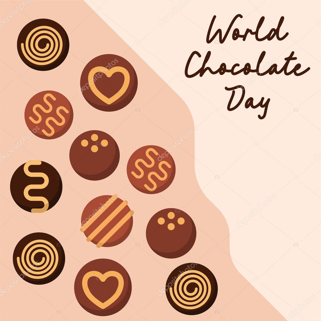 World chocolate day Illustration design background. Chocolate day illustration with chocolate