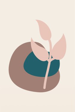 Soyut bohe sanat afişi arka planı. Boho resim dekoru