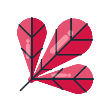 Düz renkli yaprak şekli tasarım varlık ögesi