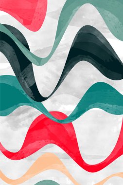 Geometrik Modern Soyut Sanat. Curvilinear Bej Renk Arkaplanı. Orta Çağ Modern Duvar Sanatı.