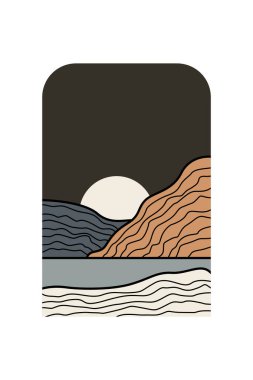 Manzara Boho Sanat Arkaplanı. Boho Sanat Arkaplanı. Galeri Duvar Dekorasyonu. Orta Çağ Modern Duvar Sanatı Dekorasyonu. Boho Ev Dekorasyonu