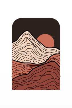 Manzara Boho Sanat Arkaplanı. Boho Sanat Arkaplanı. Galeri Duvar Dekorasyonu. Orta Çağ Modern Duvar Sanatı Dekorasyonu. Boho Ev Dekorasyonu