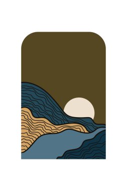 Manzara Boho Sanat Arkaplanı. Boho Sanat Arkaplanı. Galeri Duvar Dekorasyonu. Orta Çağ Modern Duvar Sanatı Dekorasyonu. Boho Ev Dekorasyonu