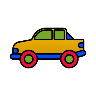 Düz renkli araba simgesi element varlık tasarımı