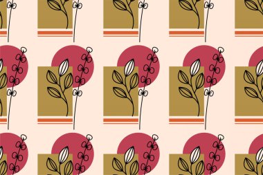 Soyut çiçeksiz desenli arka plan. Boho çiçek desensiz arkaplan