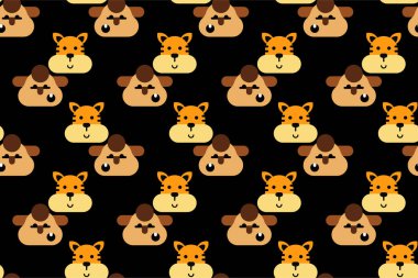 Şirin, hayvani, kusursuz bir geçmişi var. Çocuk odası duvar kâğıdının dikişsiz deseni. Sevimli hayvan ambalaj kağıdı pürüzsüz desen