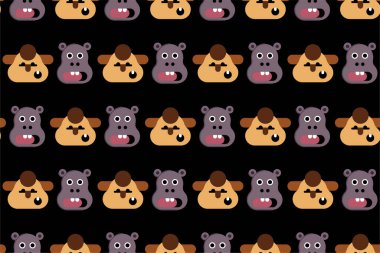 Şirin, hayvani, kusursuz bir geçmişi var. Çocuk odası duvar kâğıdının dikişsiz deseni. Sevimli hayvan ambalaj kağıdı pürüzsüz desen