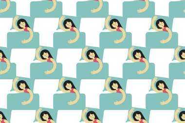 Uyuyan kadınlar kusursuz arkaplan çizimi. İnsanlar kusursuz şablon arka plan tasarımı