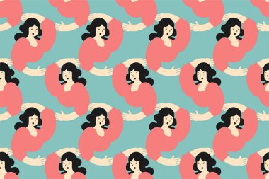 Uyuyan kadınlar kusursuz arkaplan çizimi. İnsanlar kusursuz şablon arka plan tasarımı