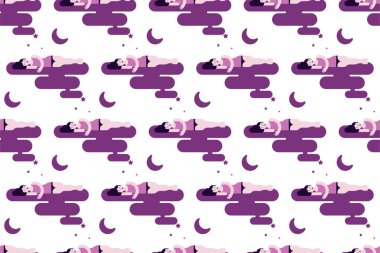 Uyuyan kadınlar kusursuz arkaplan çizimi. İnsanlar kusursuz şablon arka plan tasarımı