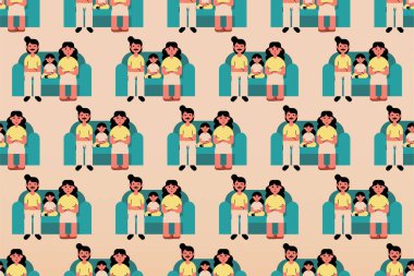 Renkli, kusursuz, aile resimleriyle donatılmış. Oturma odasındaki aile resimleme geçmişi