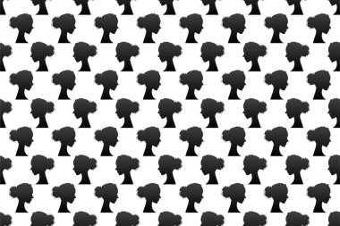 Siluet pürüzsüz bir arka plan. Kadınların silüetleri web pankartı, ambalaj kağıdı vs. için kullanılabilir..