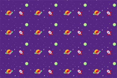 Dış uzayın kusursuz şablon arkaplanı. Astro kusursuz desenli arka plan. Aracın kusursuz desen arkaplanı