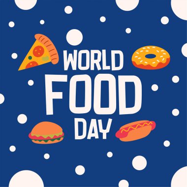 Dünya Gıda Günü illüstrasyon geçmişi. Yiyecek ikonlarıyla yemek günü illüstrasyonu