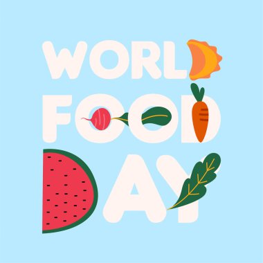 Dünya Gıda Günü illüstrasyon geçmişi. Yiyecek ikonlarıyla yemek günü illüstrasyonu