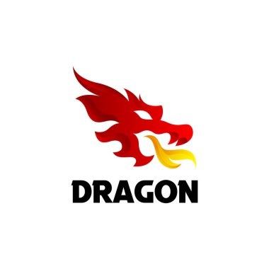 Ejderha başlı logo şablonu gradyan renk tasarımı tarzında. Dragon logo vektörü beyaz arkaplanda izole edildi