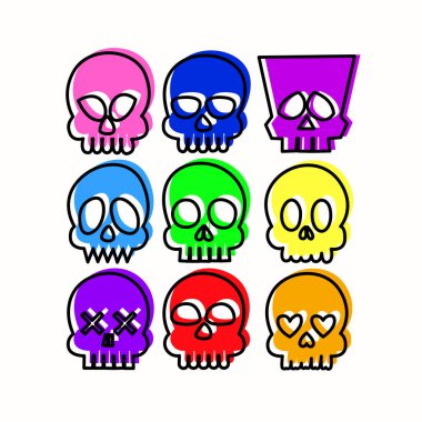 Güzel kafatasları. Cadılar bayramı için şirin kafatasları koleksiyonu. İfadeli kafatasları koleksiyonu