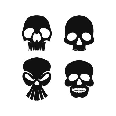Kafatası logosu tasarım şablonu. İnsan kafatası çizimi