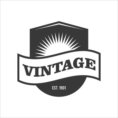 Antika retro logo tasarım şablonu. Beyaz arkaplanda izole edilmiş vintage logo