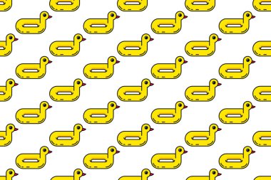 Yaz temalı simgeleri, düz ve renkli biçimi olan pürüzsüz desen arkaplanı.