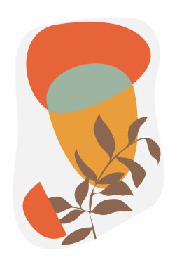 Boho, soyut botanik duvar sanatı tasarımı. Modern poster sanatı seti boho botanik çağdaş