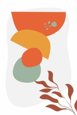 Boho, soyut botanik duvar sanatı tasarımı. Modern poster sanatı seti boho botanik çağdaş