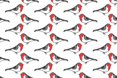 Robbin bird seamless pattern background template. Bird background template clipart