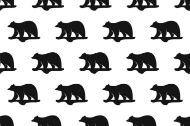 Ayı silueti, kusursuz bir arka plan. Hayvan silueti arkaplan illüstrasyonu