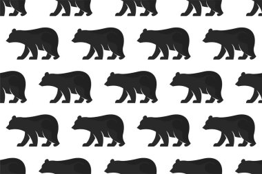 Ayı silueti, kusursuz bir arka plan. Hayvan silueti arkaplan illüstrasyonu