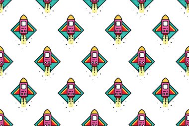 Renkli, dikişsiz arka plan şablonu. Uzay aracının kusursuz şablon arka planı