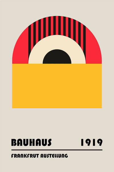 Multicolour Bauhaus Poster, Geometric Bauhaus Art Print, Mid Century Bauhaus Wall Art, Colourful Geometric Art Print