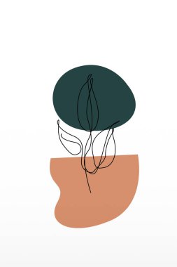 Çizgi sanatı botanik arka plan çizimi. Botanik duvarı resim posteri