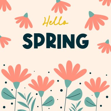 Düz bahar kutlaması geçmişi. Merhaba bahar tebrik kartı.