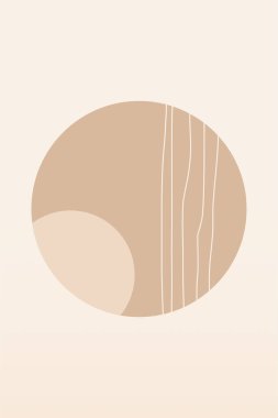 Soyut boho bej sanat arkaplan illüstrasyonu. Düz soyut bej duvar çizimi