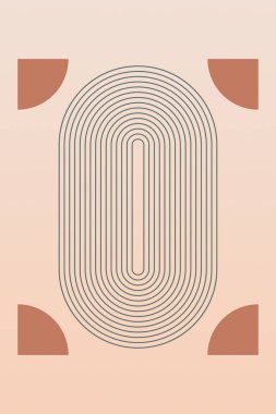 Soyut boho bej sanat arkaplan illüstrasyonu. Düz soyut bej duvar çizimi