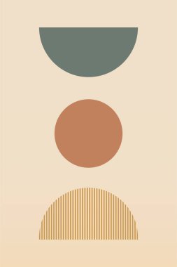 Soyut boho bej sanat arkaplan illüstrasyonu. Düz soyut bej duvar çizimi