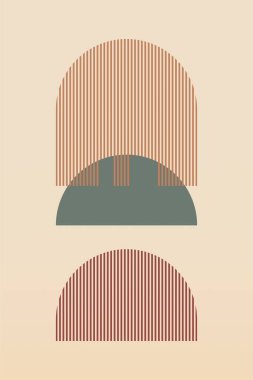 Soyut boho bej sanat arkaplan illüstrasyonu. Düz soyut bej duvar çizimi