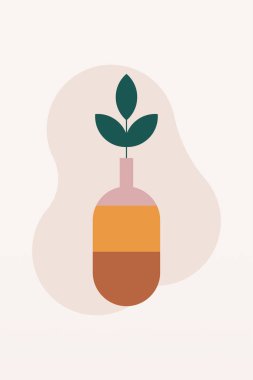 Geometrik boho kavanozu çizimi. Düz tasarım boho duvar çizimi