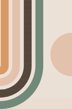 Boho Gökkuşağı Sanat İllüstrasyon Arkaplanı. Düz Geometrik Boho Gökkuşağı Sanat Arkaplanı