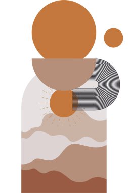 Soyut bej boho doğa duvarı sanat dekoru resimleme arka planı. Boho duvar sanat arkaplan posteri