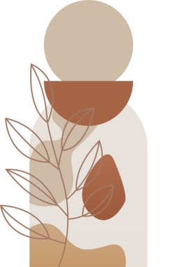 Soyut bej boho doğa duvarı sanat dekoru resimleme arka planı. Boho duvar sanat arkaplan posteri