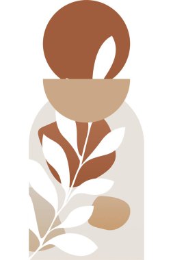 Soyut bej boho doğa duvarı sanat dekoru resimleme arka planı. Boho duvar sanat arkaplan posteri